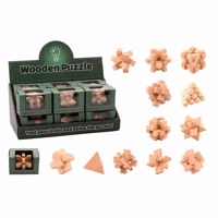 Set van 12 houten IQ puzzels echte hersenkrakers / breinbrek