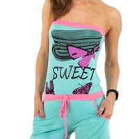 Playsuit offshoulder glitter groen XL