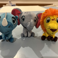 Lidl safari mini’s 3 kleine knuffels neushoorn leeuw olifant