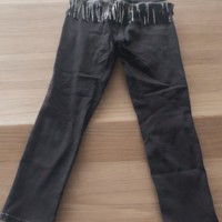 Country skinny jeans met sliertjes grijs zwart zilver L