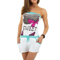 Playsuit offshoulder glitter wit L