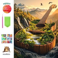 nr 2 Diamond Painting gitaar boslandschap 50x40cm (vierkant)