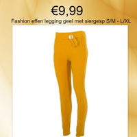 Fashion effen legging geel met siergesp S/M - L/XL