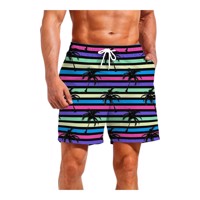 Zwembroek - short meerkleurig met palmbomen L