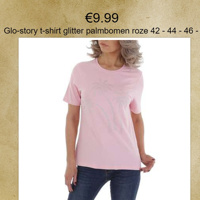 Glo-story t-shirt glitter palmbomen roze 42 - 44 - 46 - 48