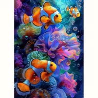 nr 89 Diamond Painting Clown Vissen 50x40cm (rond)