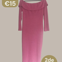 Offshoulder jurk roze xxl