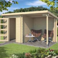 Blokhut met overkapping Jelle 370x175 Onbehandeld vuren