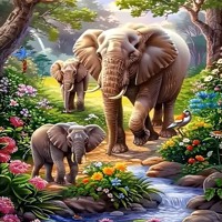 nr 33 Diamond painting olifanten 50x40cm (vierkant)