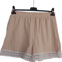 Korte broek beige met wit met kant L