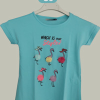 Glo-Story t-shirt flamingo's turquoise 98