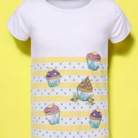 Glo-Story cupcakes t-shirt geel 128