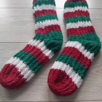 Beau & Caro - warme huis sokken - One Size - groen rood wit