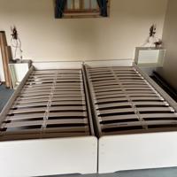 2x1 persoons bed met lattenbodem,wit