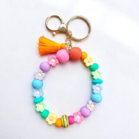 Sleutelhanger - tashanger multicolor bloemetjes