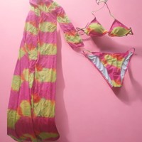 3 delig Bikini set roze geel XXL