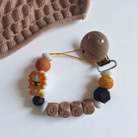 Gepersonaliseerde naam speenkoord oranje leeuwtje