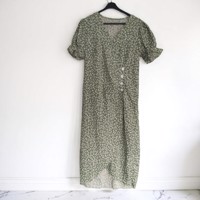 Effordram zomerjurk lang groen wit L