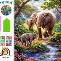 nr 80 Diamond Painting Olifant meerkleurig 50x40cm (rond)