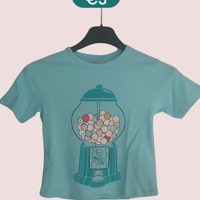 Glo-story t-shirt snoepmachine turquoise 98