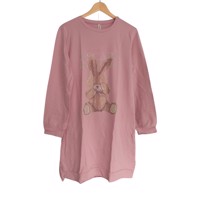 Sweat jurk strass steentjes roze L/XL