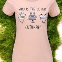 T-shirt strak getailleerd cutest pie abrikoos XL