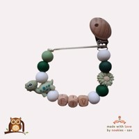 nr 3 noekies naam speenkoord dino bloem khaki wit