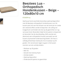Beeztees Lua – Orthopedisch Hondenkussen – Beige – 120x80x10