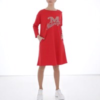 Sweat jurk motorcycle strass steentjes rood XL/XXL