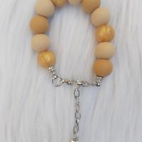 Sleutelhanger beige goud met zilveren hartje