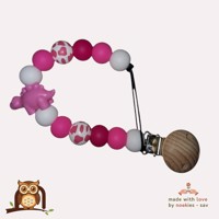 nr 30 noekies speenkoord dino panterprint roze wit