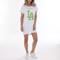 Shirt jurk LA wit groen one size