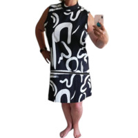 Mouwloze zomerjurk zwart wit 2XL