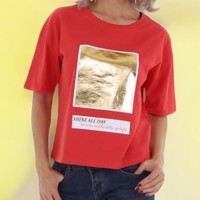 Glo-Story t-shirt Shine all day rood goud S/36