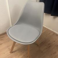 4 Moderne lichtgrijze Keeve (dupe) eetkamerstoelen – set van 4