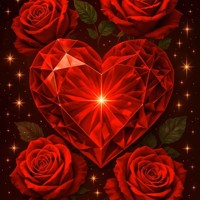 nr 13 Diamond Painting hart rozen 50x40cm (vierkant)