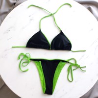Bikini neon groen zwart L