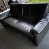 Prachtige zwart leren bank