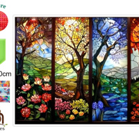 nr 22 Diamond Painting 4 seizoenen bomen 50x40cm (vierkant)