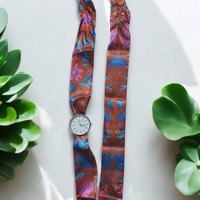 Ernest strik armband Horloge – Kobalt Blauw - oranje