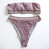 Bandeau bikini roze goud hoge taille XL