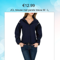 JCL blouse met parels blauw M - L