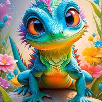 nr 112 Diamond Painting fantasie salamander 50x40cm (rond)