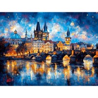 nr 5 Diamond Painting Charles brug Praag 50x40cm (vierkant)