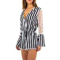 Playsuit gestreept met kanten mouw S