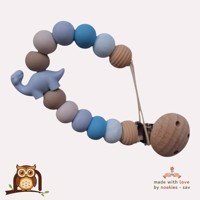 nr 20 noekies Speenkoord dino lichtblauw beige