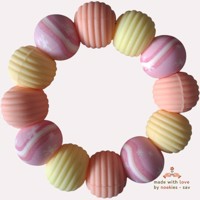 Noekies Handgemaakte Bijtring roze oranje geel - Nieuw!