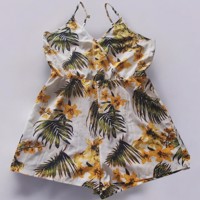 playsuit bloemen print geel groen XL