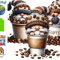 20x20cm Diamond Painting koffie kabouters (rond) nr 516