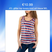 JCL glitter top lovers rood wit blauw M/L